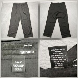 Murano‎ Torino Dress Pants Mens 36x30 Black Flat Front Career